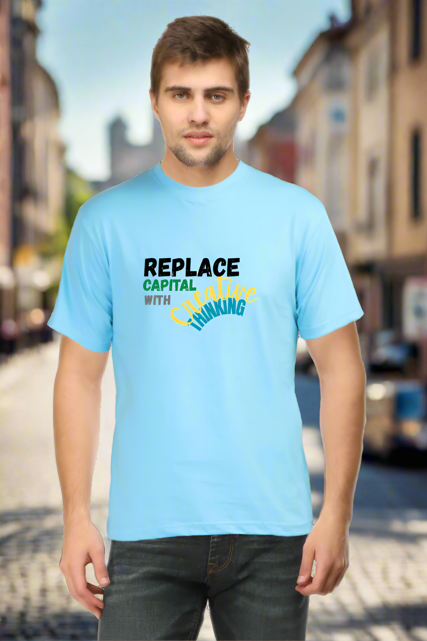 Creative Thinking T-Shirt with Light Bulb Brain Graphic Design