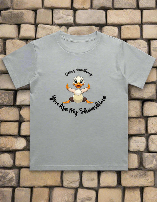 Kids cotton T-shirt with cartoon duck and “You Are My Sunshine” text