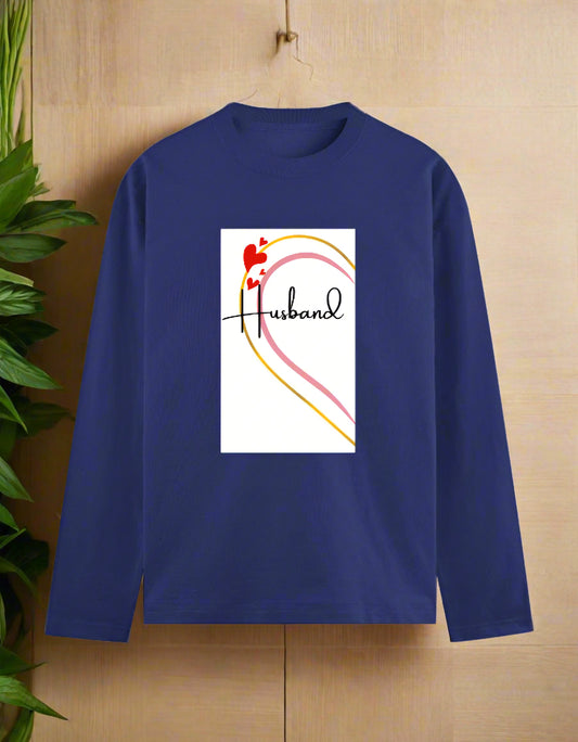 Husband Love Full Sleeve Cotton Graphic T-Shirt for Men – Gift for Anniversary – 7K Kart