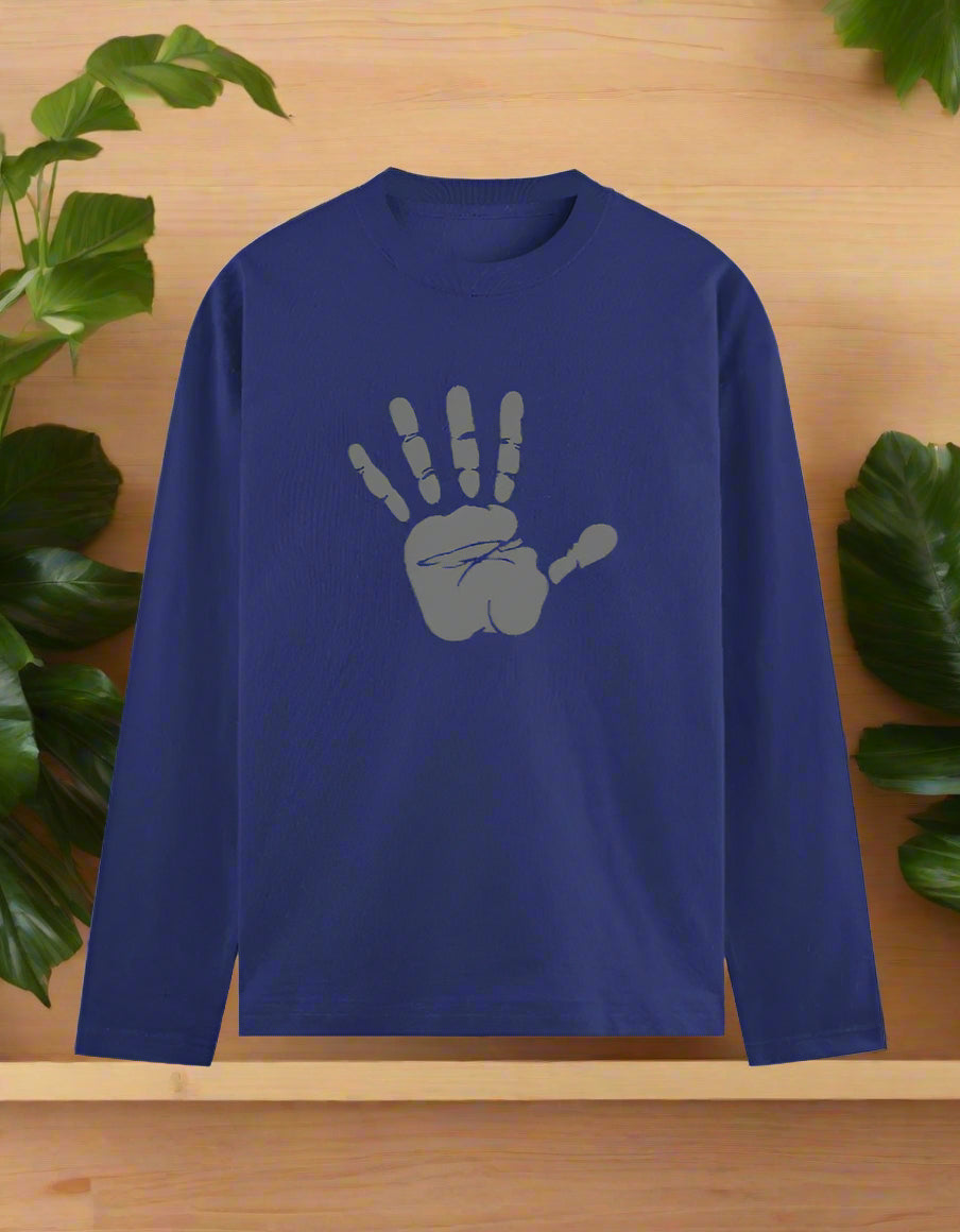 Men's Bold Handprint Full Sleeve Cotton Graphic T-Shirt – 7K Kart