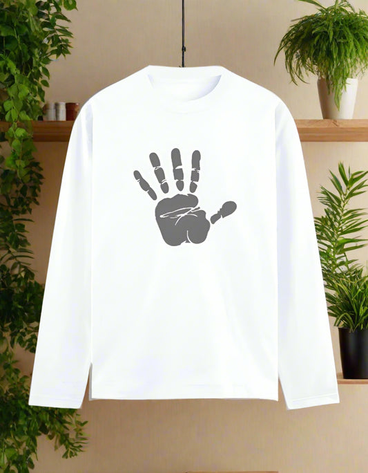 Men's Bold Handprint Full Sleeve Cotton Graphic T-Shirt – 7K Kart