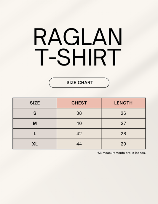 Rubal name printed black and white full sleeves t-shirt – personalized cotton tee with raglan sleeves - Size Chart