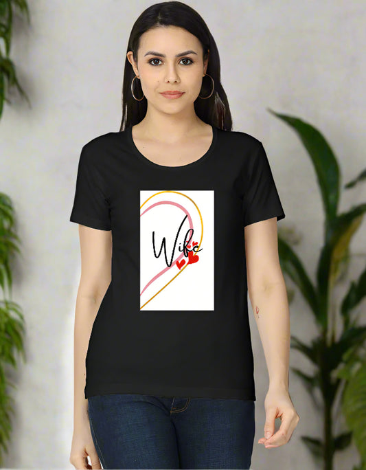 Women’s cotton T-shirt with “Wife” heart graphic design