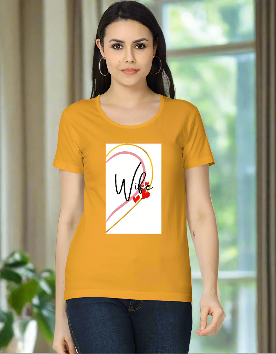 Women’s cotton T-shirt with “Wife” heart graphic design