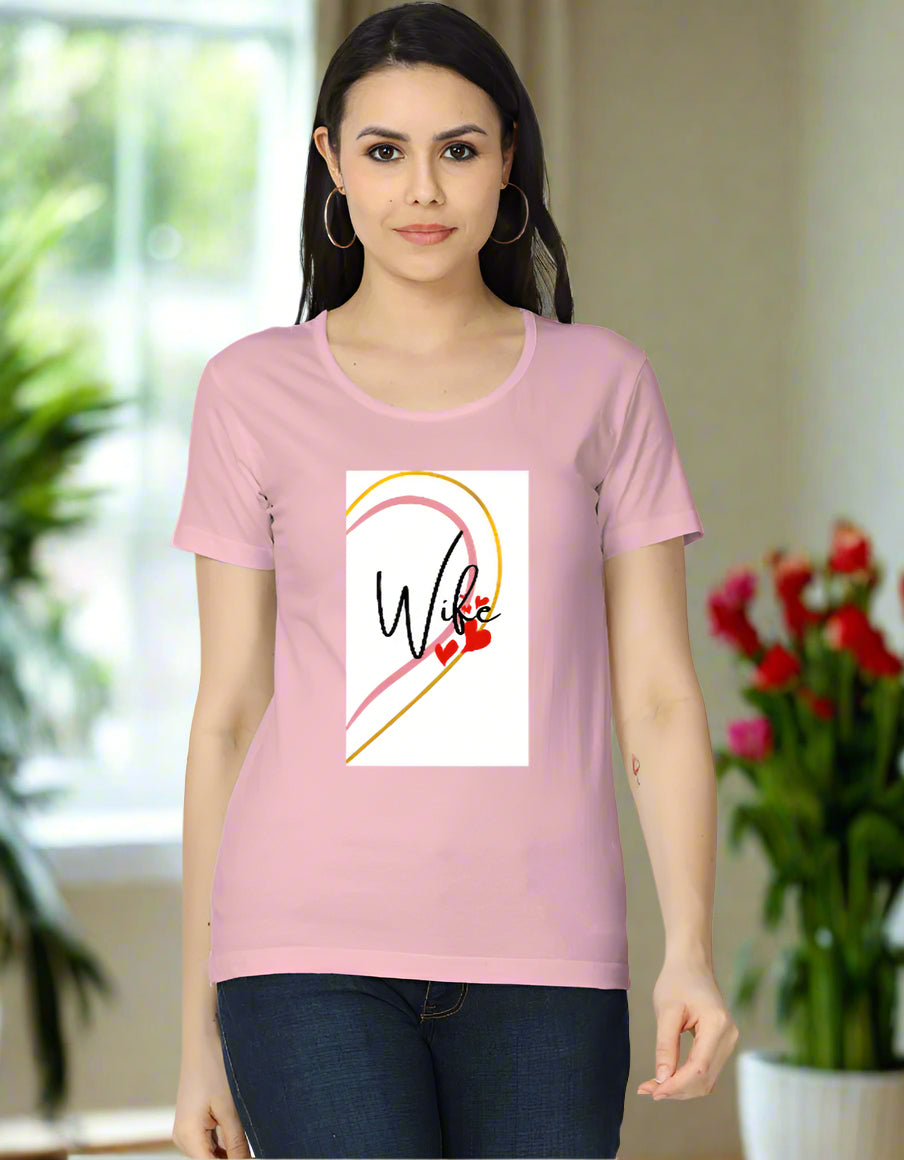 Women’s cotton T-shirt with “Wife” heart graphic design