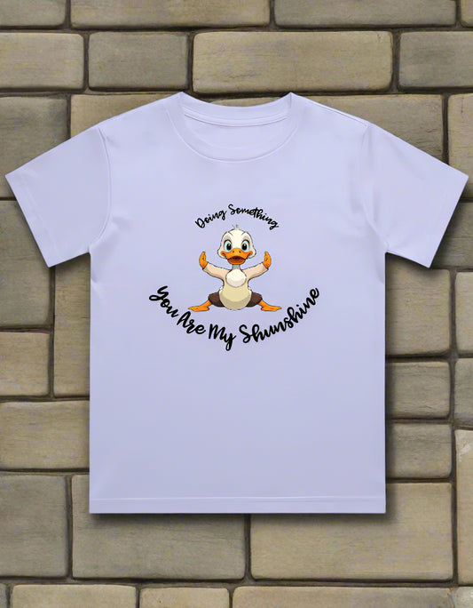 Kids cotton T-shirt with cartoon duck and “You Are My Sunshine” text