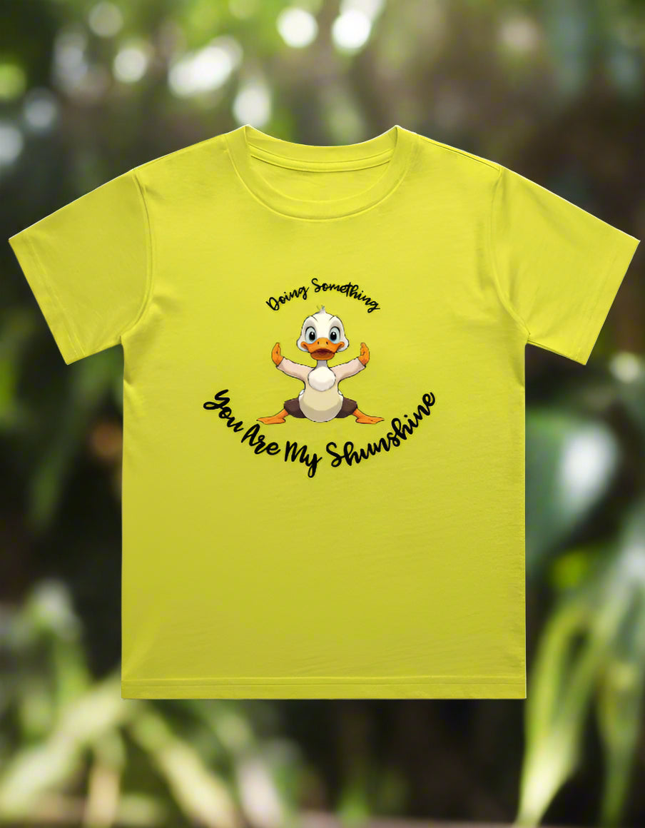 Kids cotton T-shirt with cartoon duck and “You Are My Sunshine” text