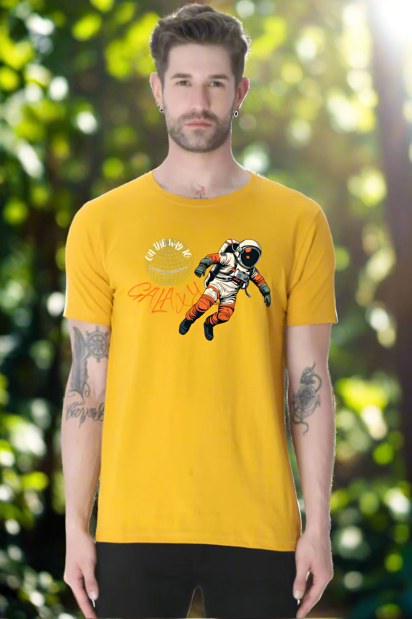  Galaxy Astronaut Men's T-Shirt with Cosmic Space Design