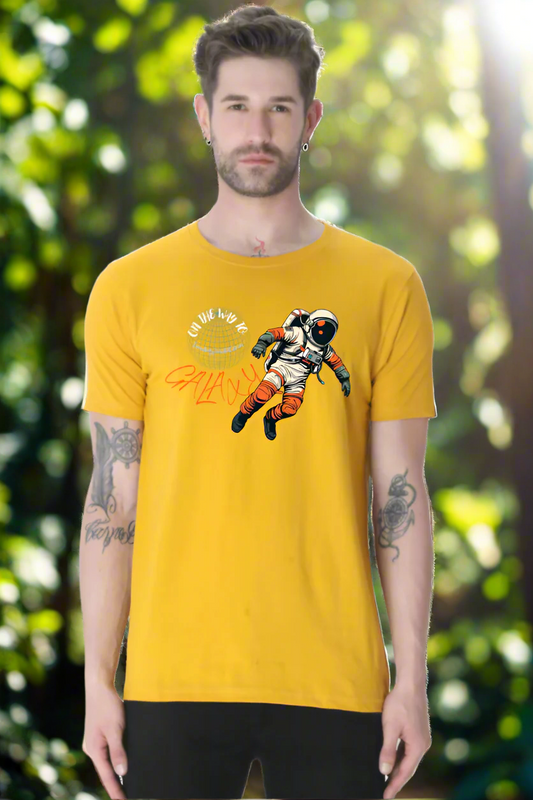  Galaxy Astronaut Men's T-Shirt with Cosmic Space Design