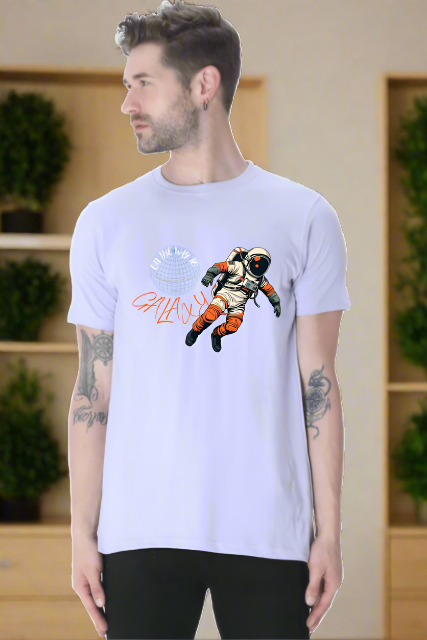  Galaxy Astronaut Men's T-Shirt with Cosmic Space Design