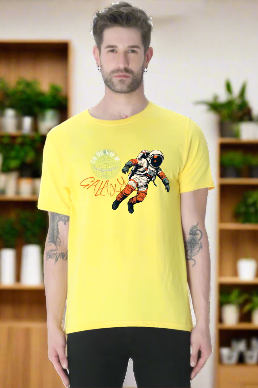  Galaxy Astronaut Men's T-Shirt with Cosmic Space Design