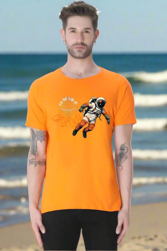  Galaxy Astronaut Men's T-Shirt with Cosmic Space Design