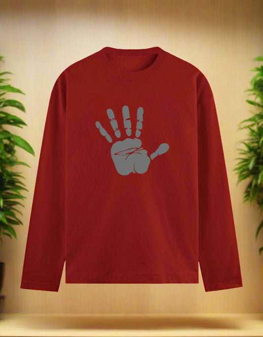 Men's Bold Handprint Full Sleeve Cotton Graphic T-Shirt – 7K Kart