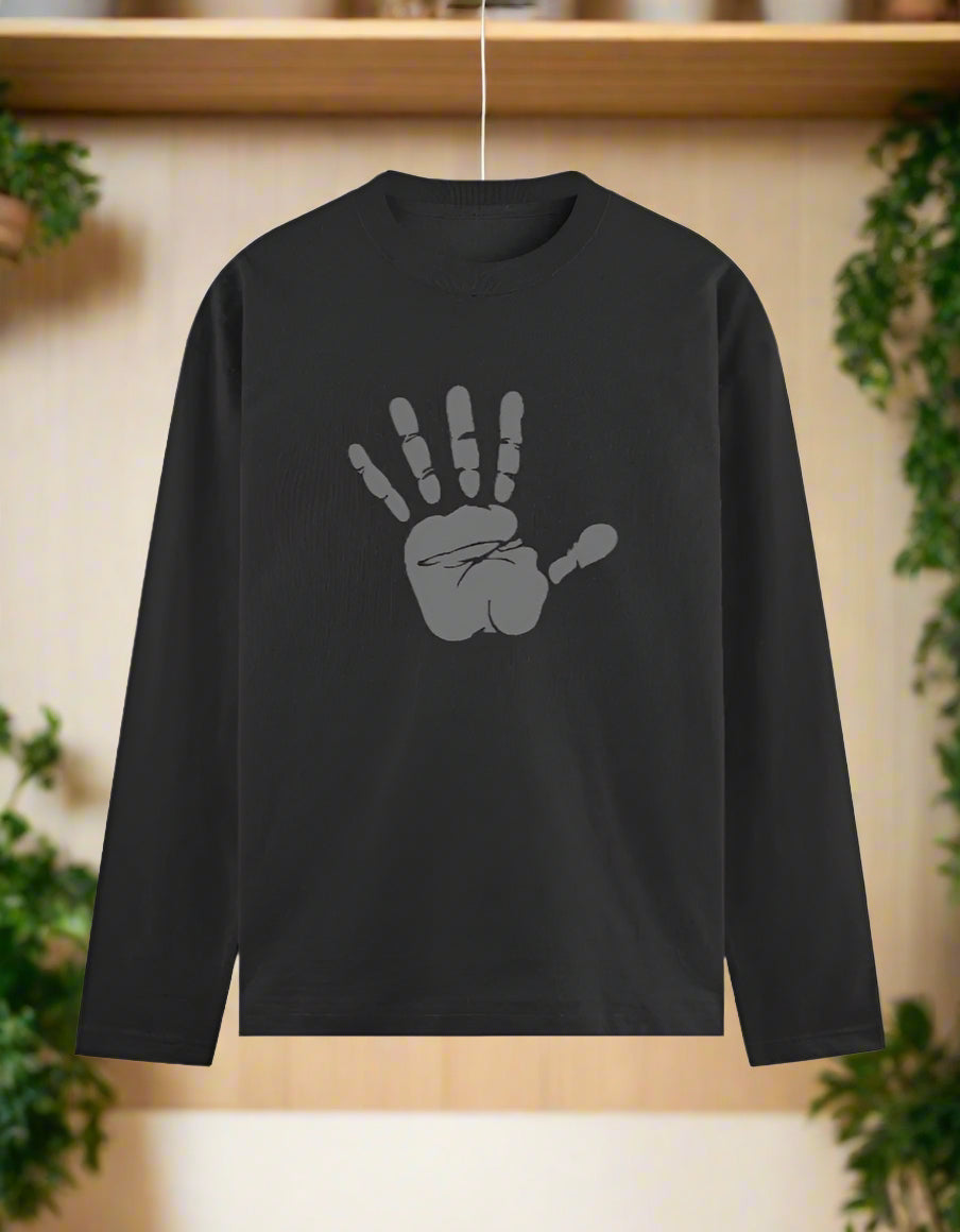 Men's Bold Handprint Full Sleeve Cotton Graphic T-Shirt – 7K Kart