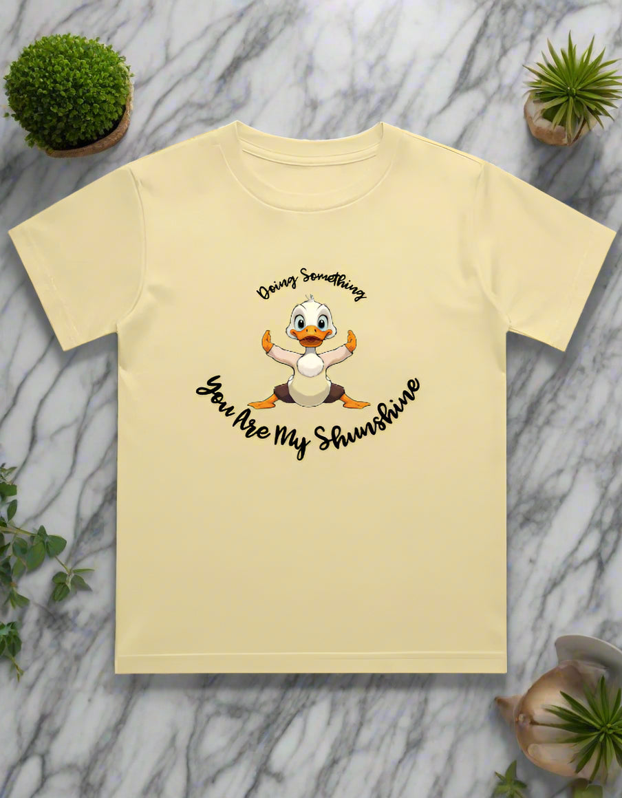 Kids cotton T-shirt with cartoon duck and “You Are My Sunshine” text