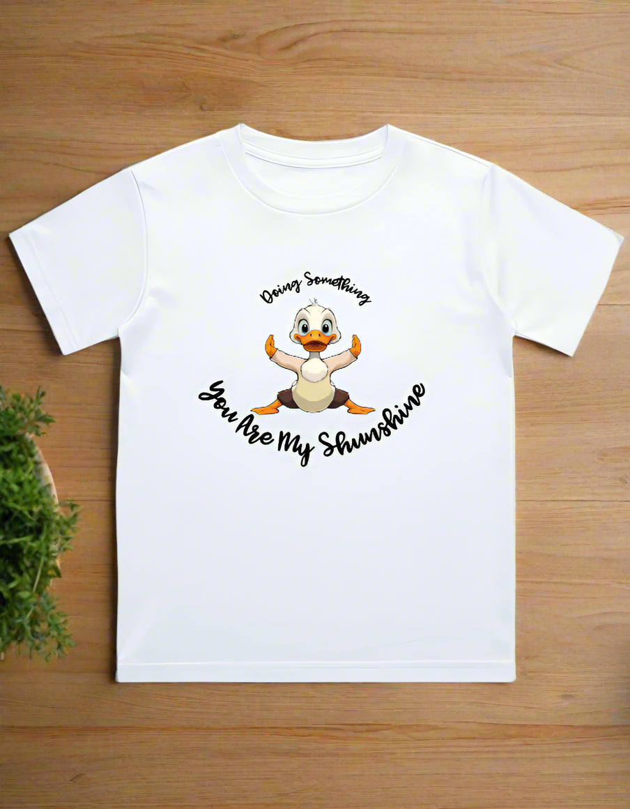 Kids cotton T-shirt with cartoon duck and “You Are My Sunshine” text