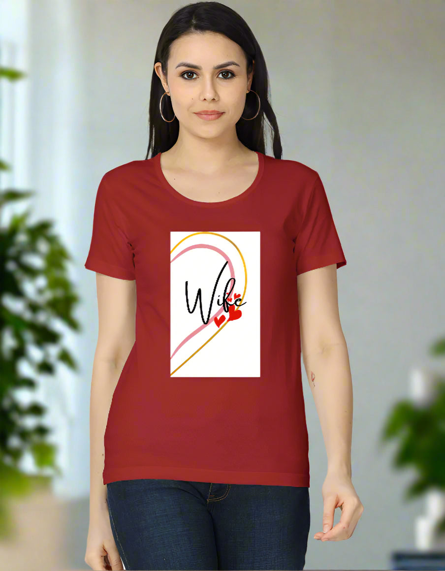 Women’s cotton T-shirt with “Wife” heart graphic design